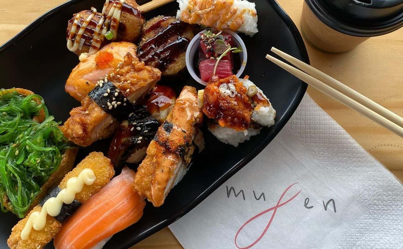 Enjoy Japanese, Sushi, Dairy free options, Vegan options, Restaurant, Indoor & outdoor seating, $$, Families, Groups, Special occasion and Date night cuisine at Mugen Sushi - Wigram in Wigram, Christchurch